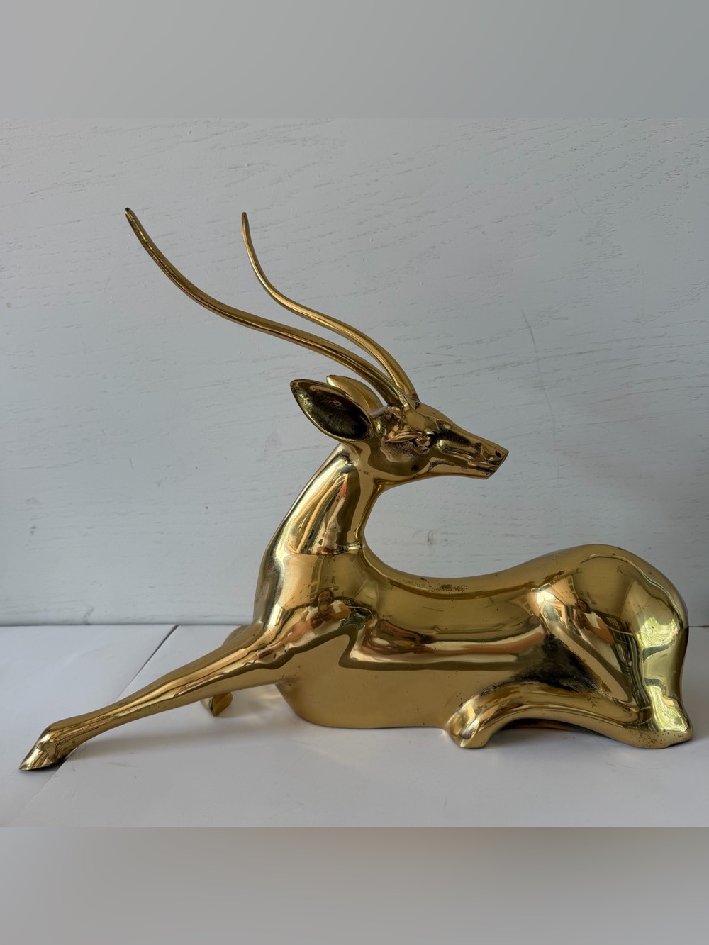 Vintage MCM Deer Gazelle Antelope GATCO Solid Brass Figure 5lb 16"